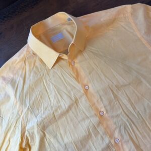 Stefano Ricci Shirt Mens 16.5 32/33 Yellow Solid Classic Fit Dress Luxury
